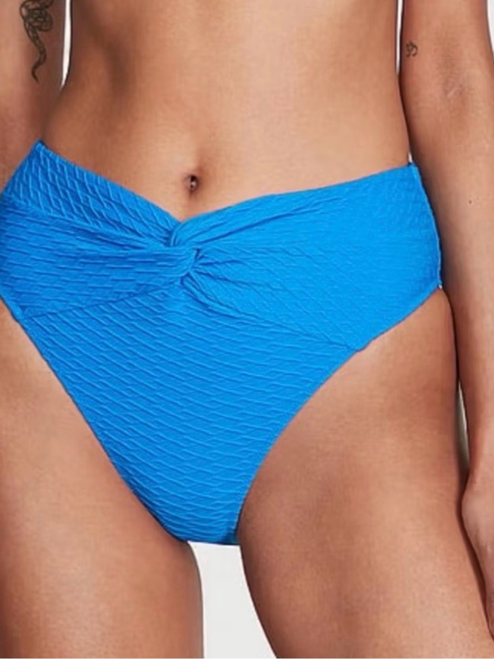 VS Cobalt Blue Textured High-Waist Bikini Bottom